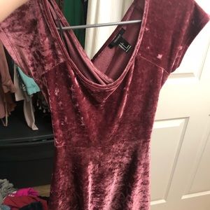 Maroon velvet mini dress
